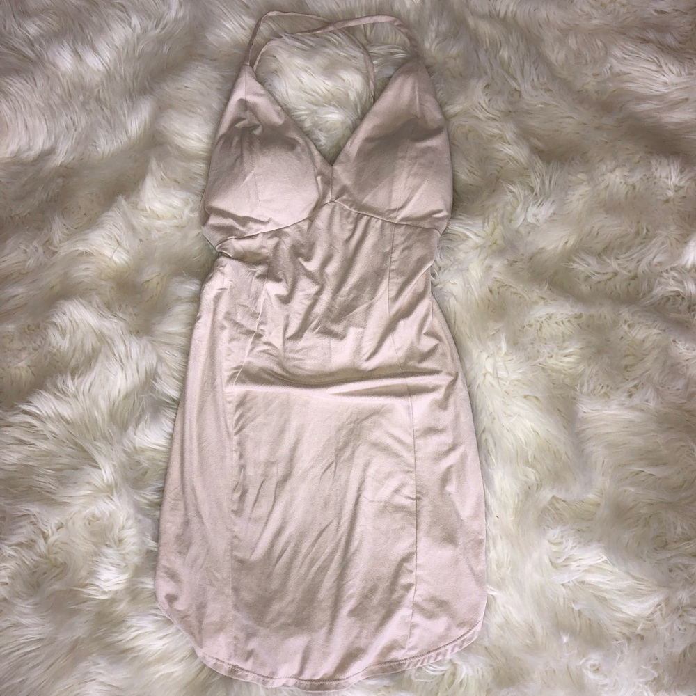 Suede mini dress light pink